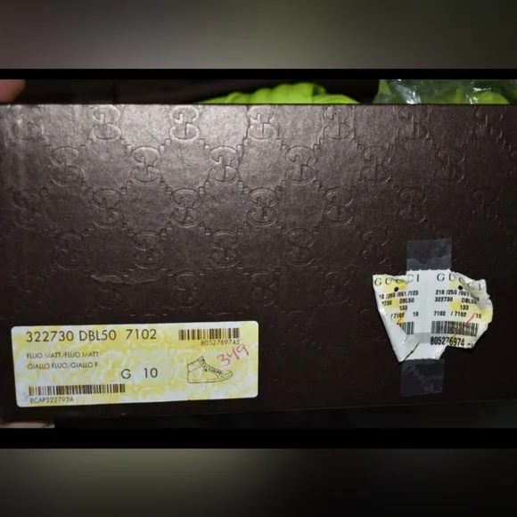 VTG Gucci Neon Yellow Neon High-Top Sneakers Size 10 G - Picture 5 of 5